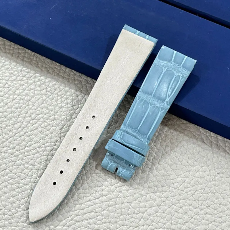 FUYIJIA Handmade Mississippi Alligator Skin Watchband Custom Substitute B-lancpain LADYBIRD Strap 15MM 18MM Genuine Leather Belt