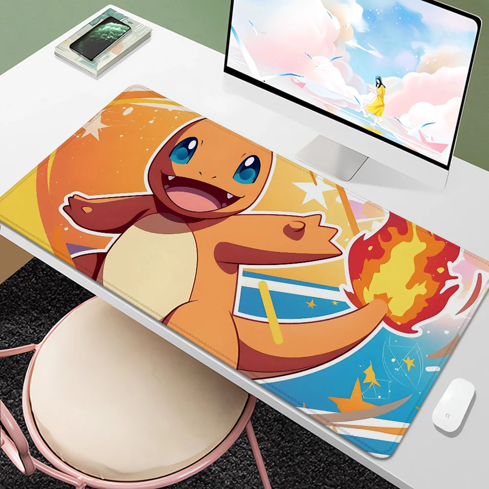 P-pokemon Deskmat Mause Pad Gamer Kabinet Non-slip Keyboard Mat Karet Mouse Karpet Kawaii Over Edge Pc Gaming Aksesoris Tikar