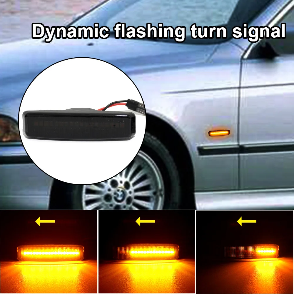 

For BMW 5 Series E39 M5 1998-2003 side signal lights, dynamic flow model, leaf panel edge lights