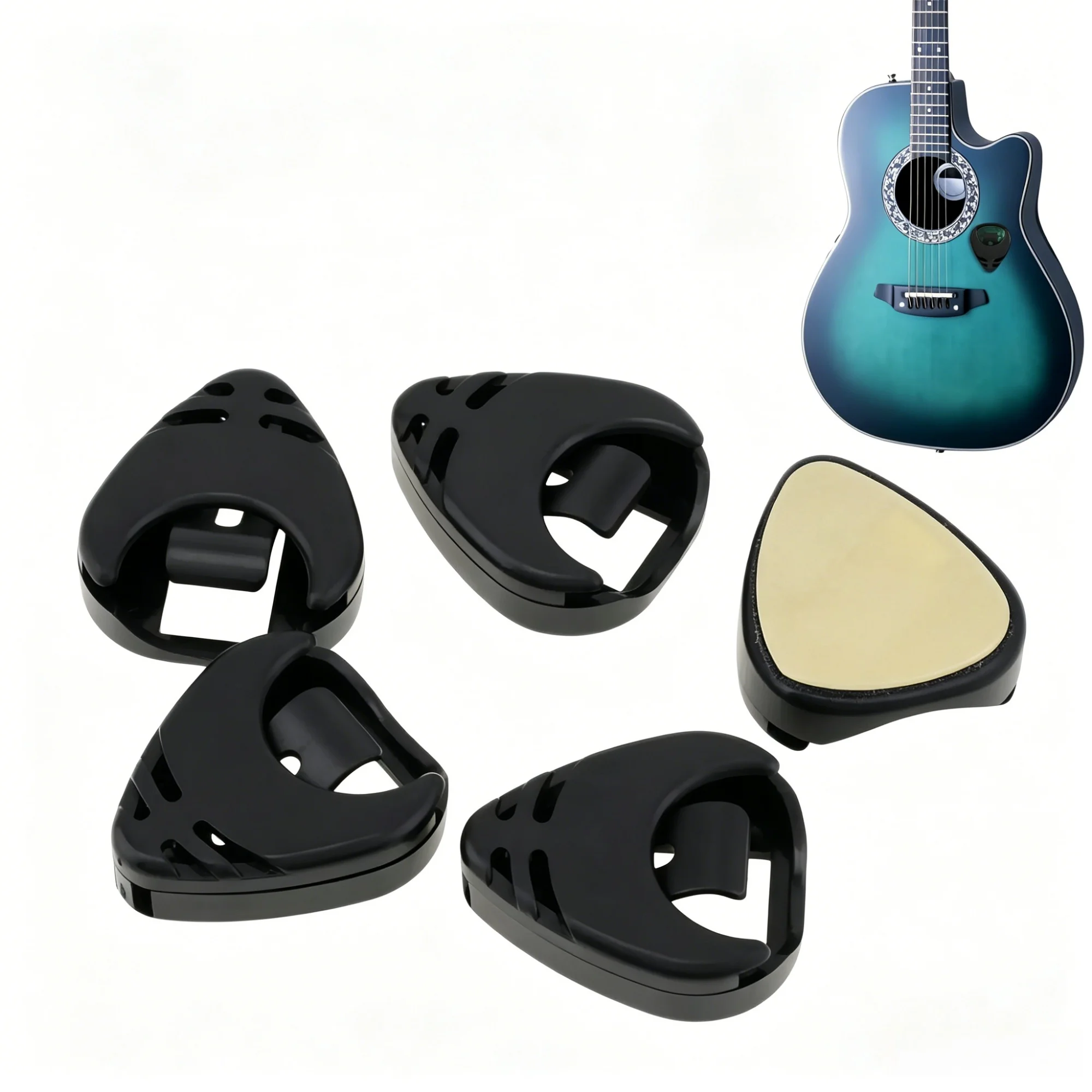Miwayer 1/5/10Pcs Guitar Pick Holder Plastic Quick Storage Plectrum Case Self Adhesive Triangle Shape for Pick Accessories