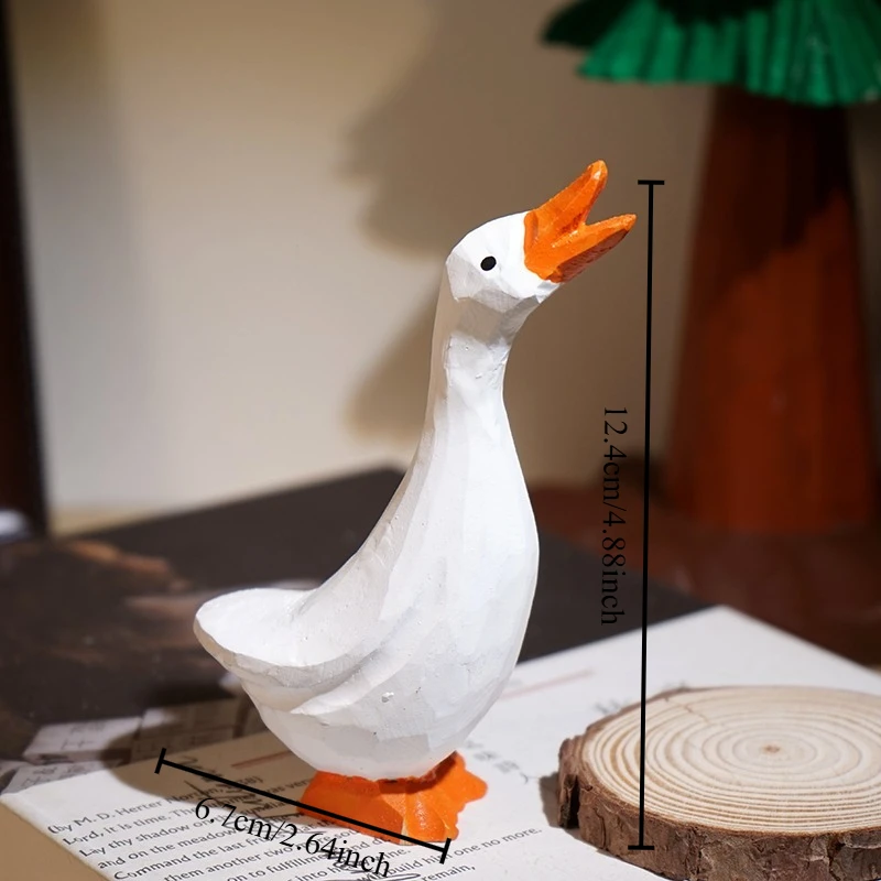 1 PC Goose Hand Carved Wood Sculpture DIY Patio Bonsai Landscape Miniatures Ornament Office Desk Creative Unconventional Gift