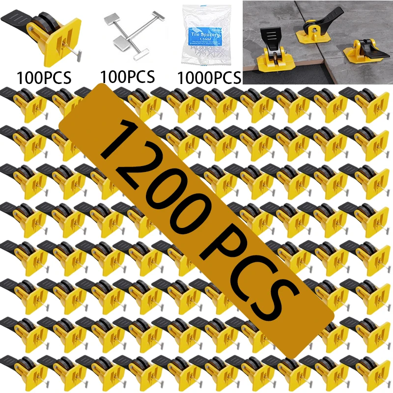 1200PCS Tile Leveling System For Flooring Wall Tile Spacer Tile Leveling System Leveler Hand Construction Tool Parts Set