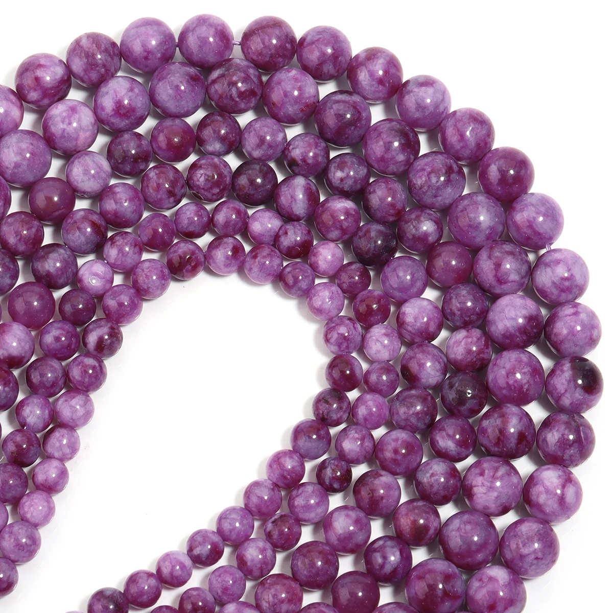 1strand/lot Natural Stone Beads Purple Lepidolite Beads Round Loose Beads For Jewelry Making DIY Necklace Bracelet Accessories