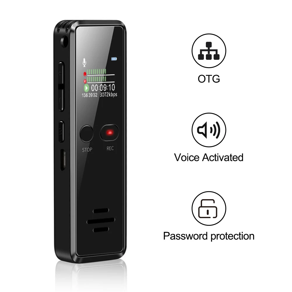 V90 Micro Digital Voice Activated Recorder Dictaphone Long Distance Audio Recording MP3 Player Noise Reduction WAV Record