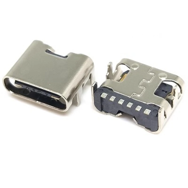 10Pcs TYPE-C USB-3.1 SOCKET SMT PATCH 6P 6PIN FEMALE Double WAY HD TRANSMISSION INTERFACE FAST CHARGING CONNECTOR