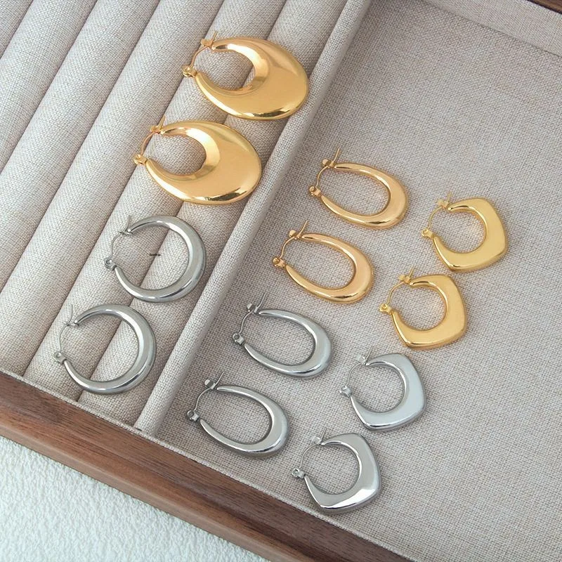 

Женские серьги из титановой стали, геометрические, модные, из нержавеющей стали, для повседневной носки, простые, U-образные, украшения для ушей