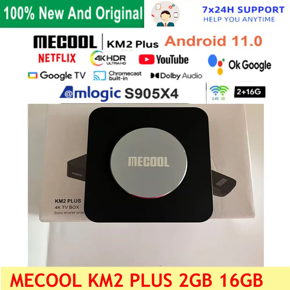 Mecool KM2 Plus Smart TV Box Netflix 4K Amlogic S905X4 Android 11 DDR4 2 ГБ 16 ГБ SPDIF WiFi Prime Video Multi Streamer HDR10