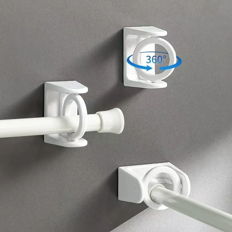 No Drill 360 Rotating Hanging Ring Curtain Rod Angled Telescopic Rod Fixed Bracket Kitchen Hanging Rod For Door Curtain Window