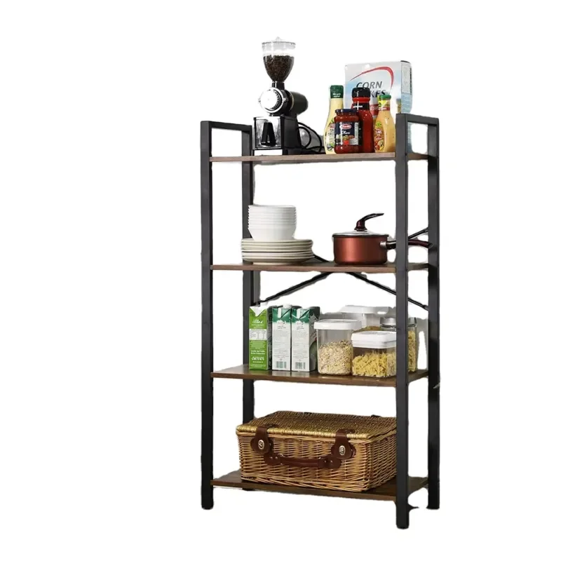 Industrial Rustic Brown 4 Tier Wooden Wall Mounted Bookshelf Storage Rack Display Shelf Home Decor