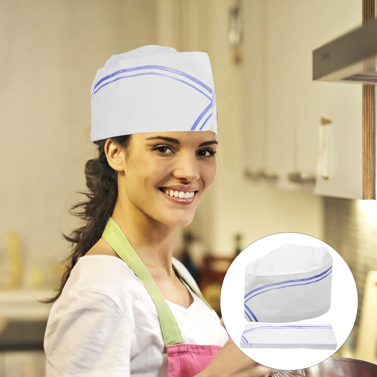 40 個使い捨てシェフハット厚い紙製調理帽子男性女性ベーカーサーバーホームキッチンレストランケータリング用