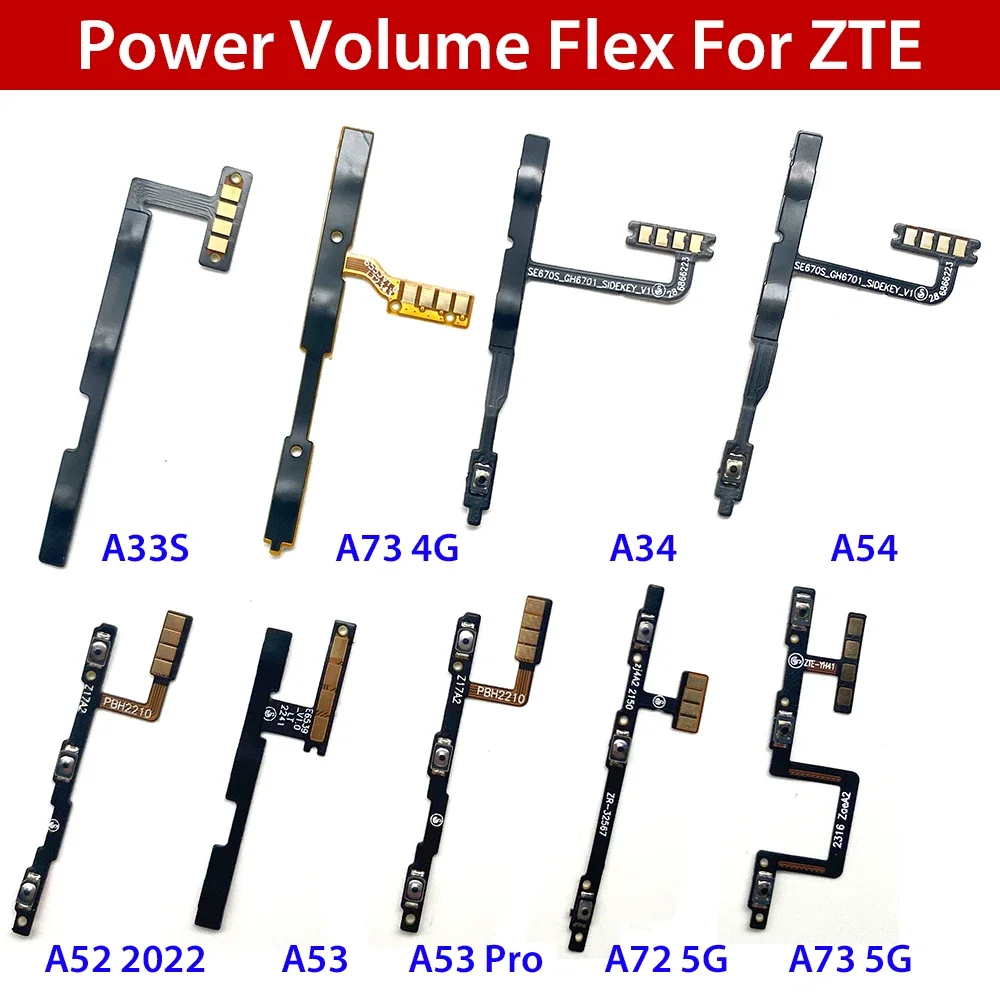 مفتاح الطاقة تشغيل/إيقاف زر حجم مفتاح الكابلات المرنة ل ZTE A33S A34 A52 2022 A53 Pro A54 A72 A73 4G 5G A5 A3 2020 A7 2019 A31 #3