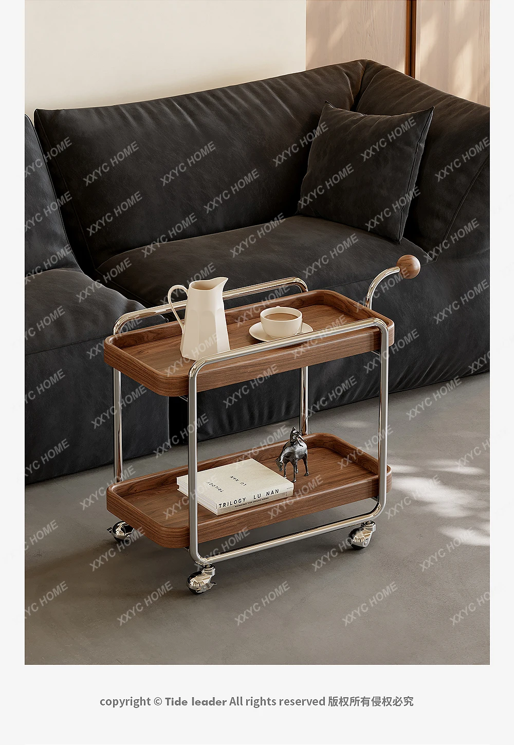 WWRetro Sofá extraíble lateral Pies minimalista Pequeño apartamento Sala de estar Comedor Carro Trolley Rack