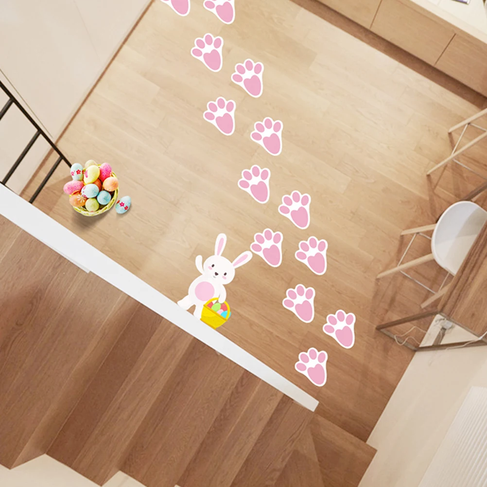 

24Pcs Rabbit Footprint Stickers Easter Bunny Decals Floor Stickers for Party Classroom Decoration Easter Bunny Feet Decals