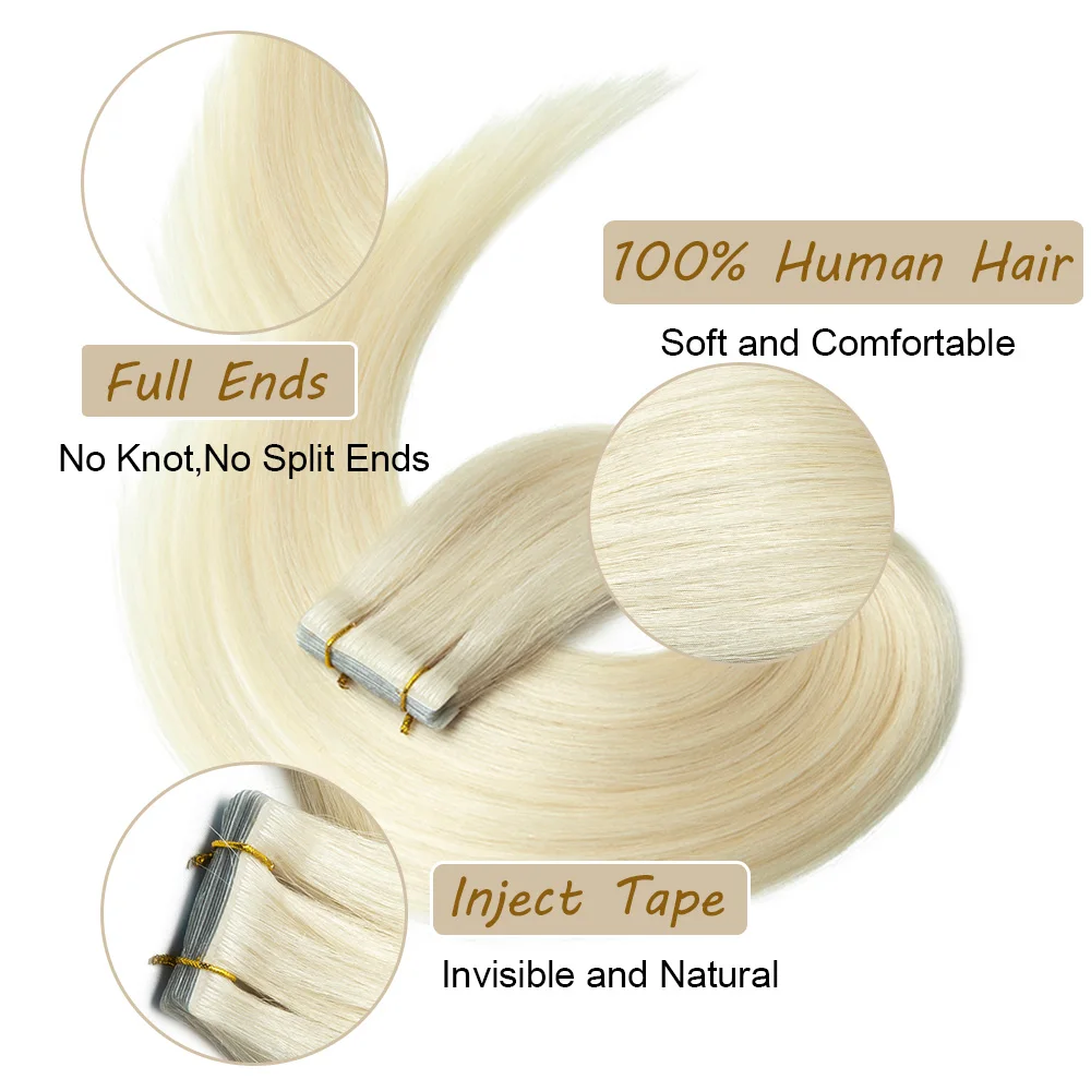 Invisible Tape in Extensions Human Hair For Salon PU Skin Weft Human Hair Extensions Injection Tape in Hair Extensions 10pc/pack