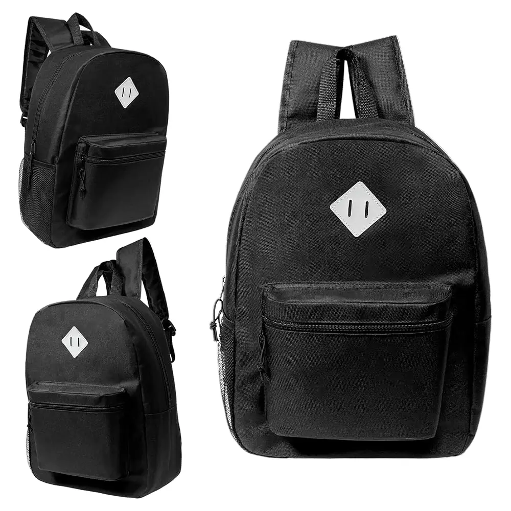 

24-Pa 17"" Classic Backpacks For Kids - Backpacks In Bulk For Elementary, Middle, And High School Students,(Patch-Black)