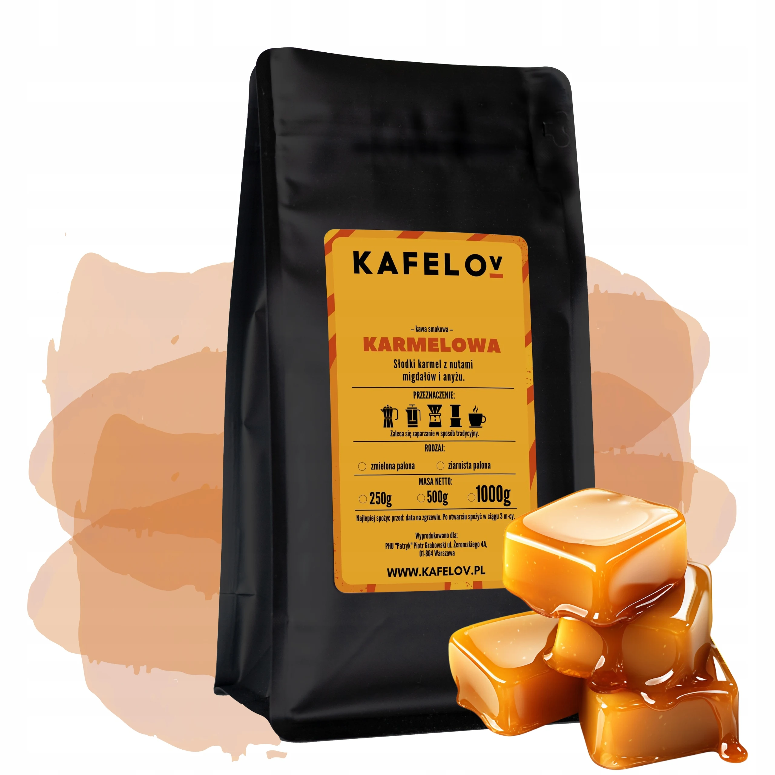 Gemahlener Karamellkaffee, 1 kg aromatisiert, frisch geröstet, Arabica