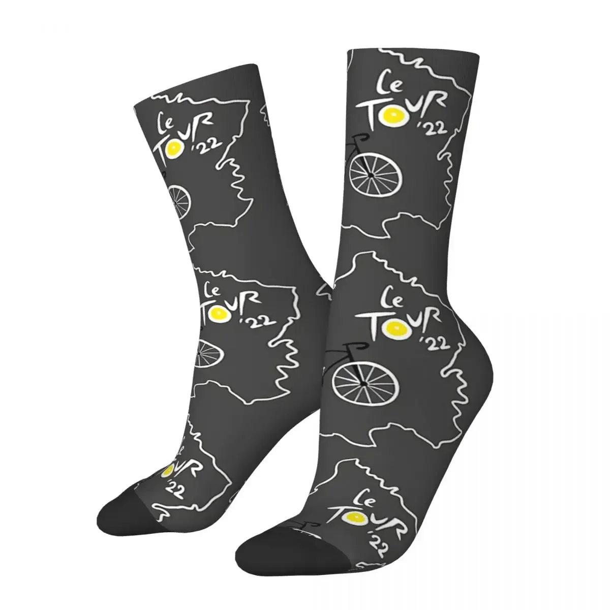 

Funny Crazy Sock for Men Tour De France 2022 Hip Hop Harajuku Bicycle Bike Seamless Pattern Printed Boys Crew Sock Casual Gift