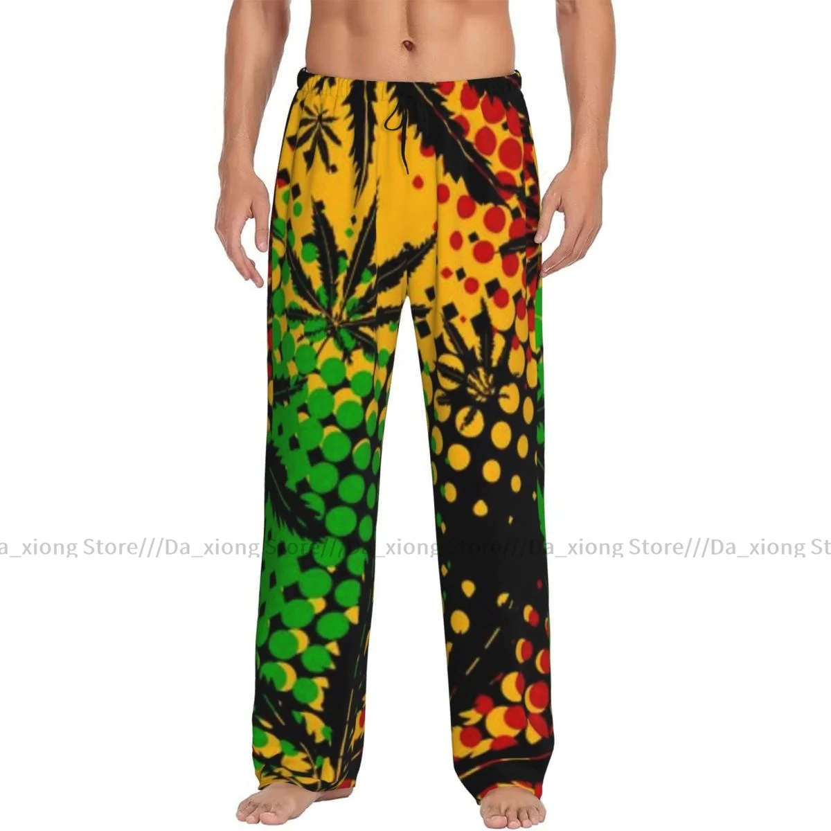 Reggea Leaves Pattern Mens Pajamas Pyjamas Pants Lounge Pants Sleep Bottoms