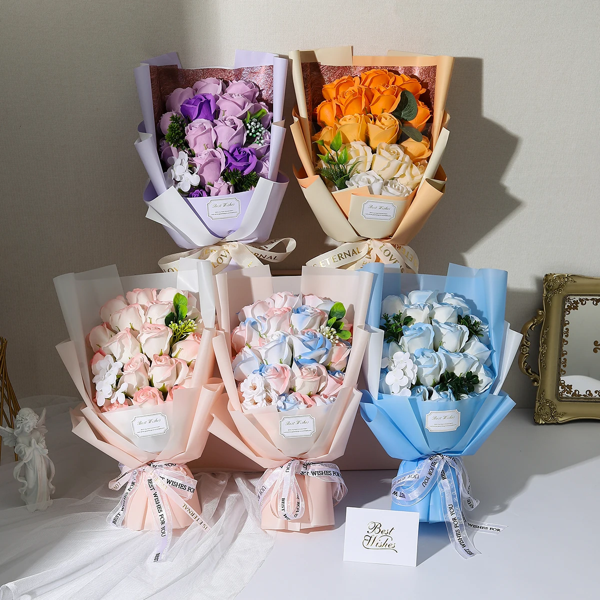 Artificial Soap Flowers Bouquet Gift Box Wedding Brithday Party Festival Gift Supplies Decoration Graduation Birthday Party Gift