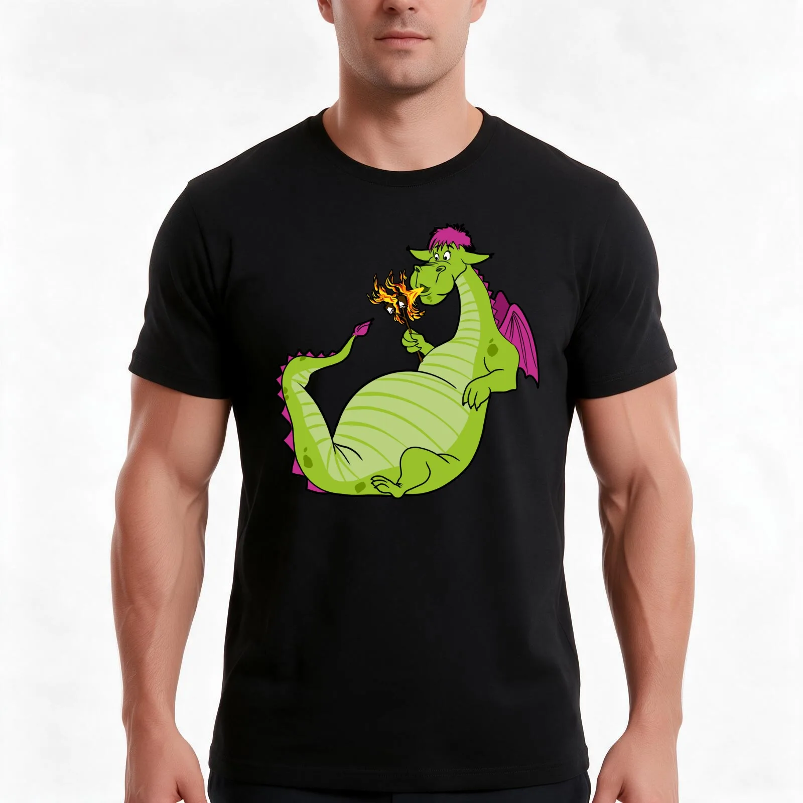 Elliot the Fire Breathing Dragon T-Shirt Summer Casual Cotton Tee Oversized Streetwear Tops Vintage Graphic Print