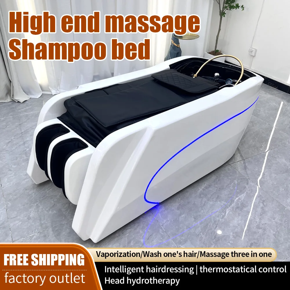 Barber shop dedicated high-end intelligent electric shampoo bed steam physiotherapy water cycle head spa massage bed