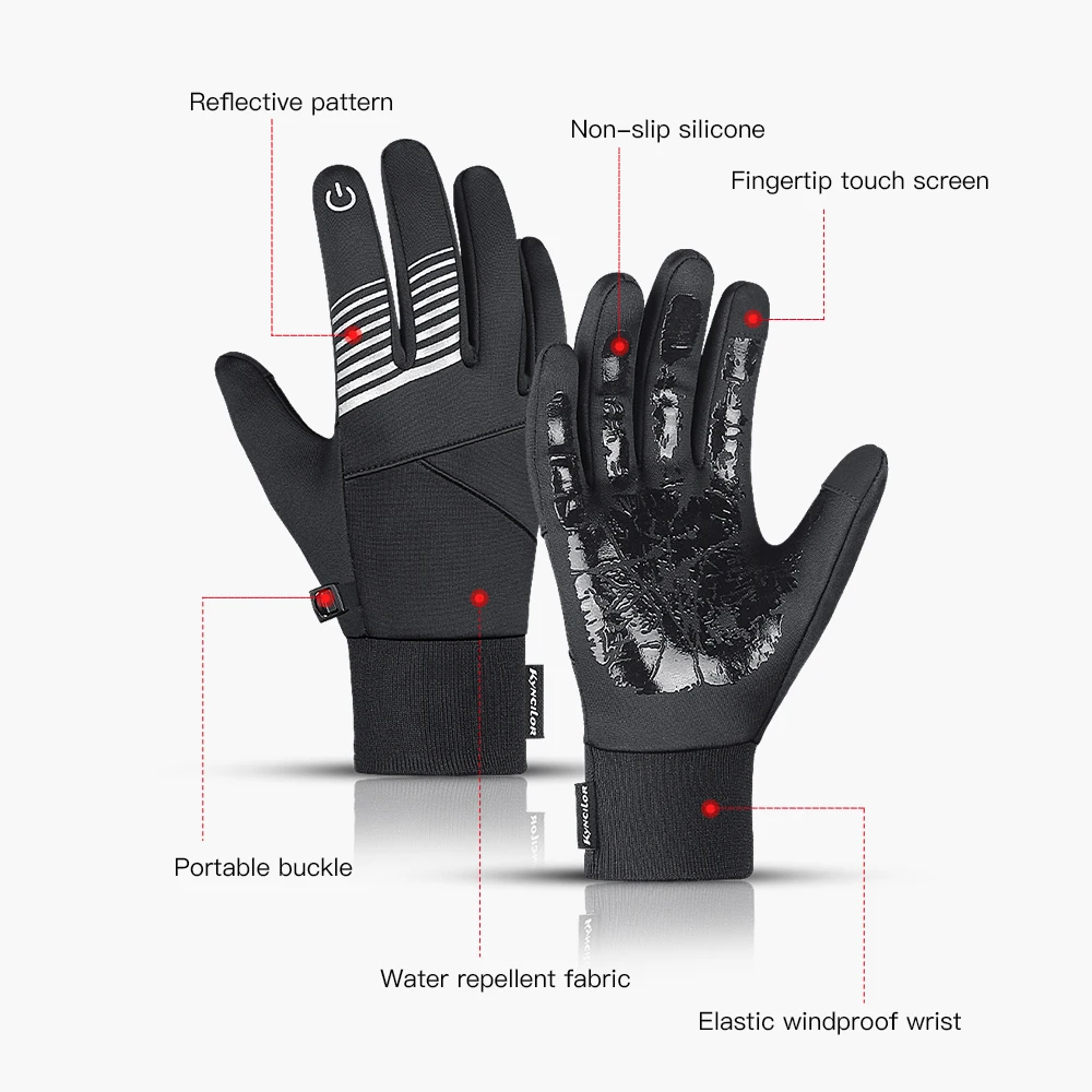 Guanti da ciclismo autunno inverno Fluff Warm Waterproof antiscivolo Touch Screen sci Running Riding guanti da moto da uomo