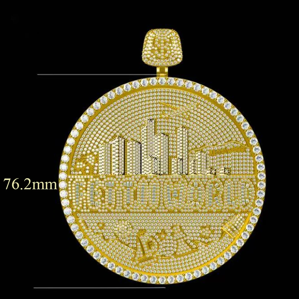 Hip Hop Pendant 5A CZ Stone Paved Bling Iced Out 3D Building Letter Logo Full Diamond Rapper Jewelry Unique Anniversary Gift