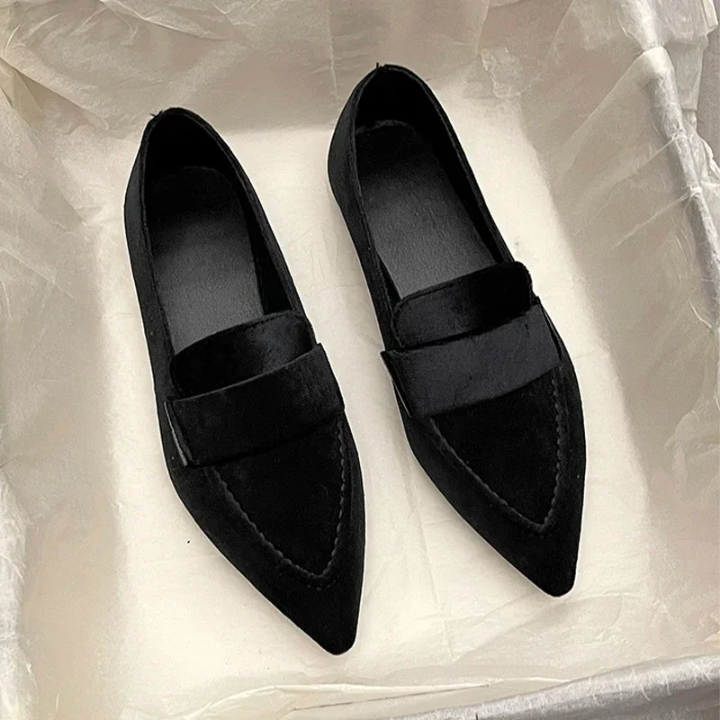 Women Flats Ballet Dance Pointed Toe Sandals Shoes 2024 Spring New Designer Loafers Shoes Suede Casual Sport Walking Zapatillas