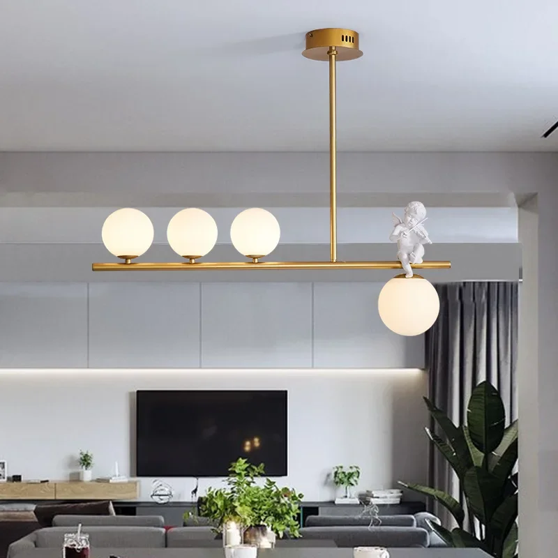 Moderno minimalista angolo sfera di vetro Led lampadario lampade a sospensione soggiorno sala da pranzo salone Bar personalità apparecchi di illuminazione lampada