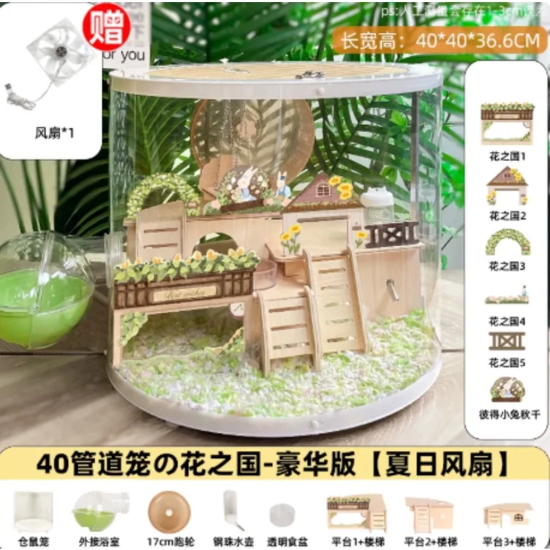 Transparent Double-Layer Hamster Villa Cage, Luxury Clear View Enclosure for Syrian & Dwarf Hamster Indoor Breeding