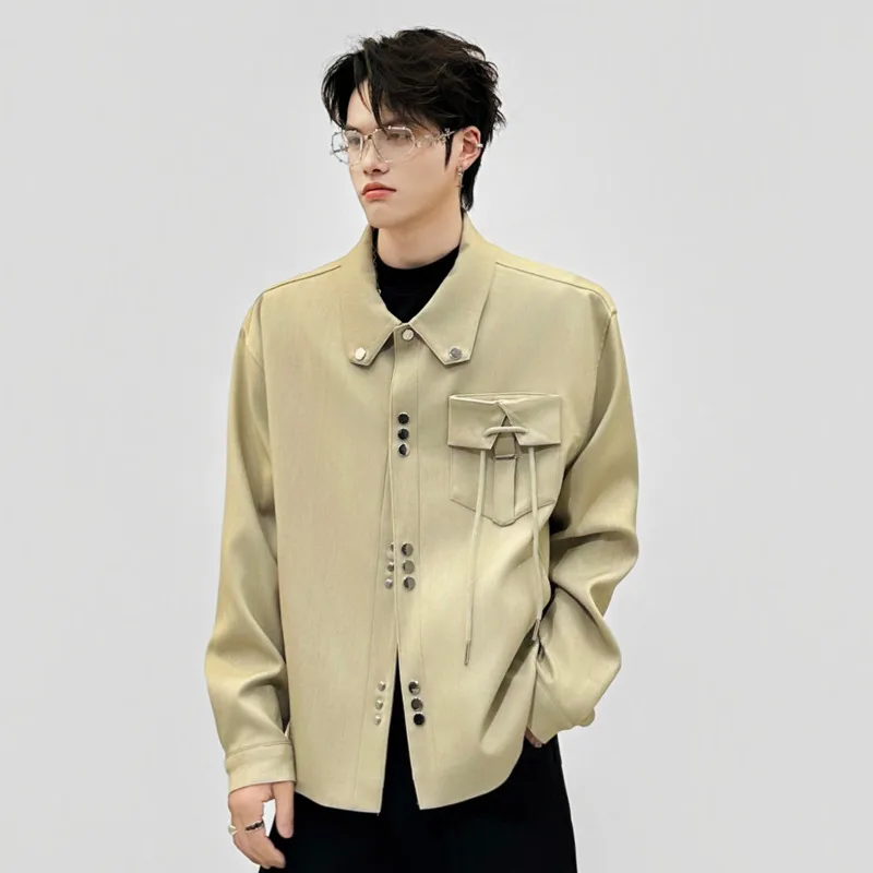 WVGA Spring Summer New Men's Safari Style Turn-down Collar Jacket Niche Chic Casual Long-sleeve Loose Fit Casual Coat Ins W23228