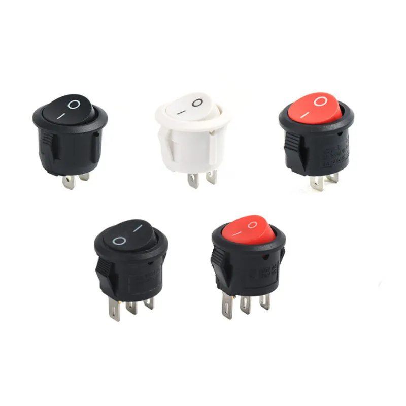 5Pcs KCD1-105 Diameter 16.5mm Small Round Boat Rocker Switch Mini Round Black White Red 2Pin/3Pin ON-OFF ON-OFF-ON Rocker Switch