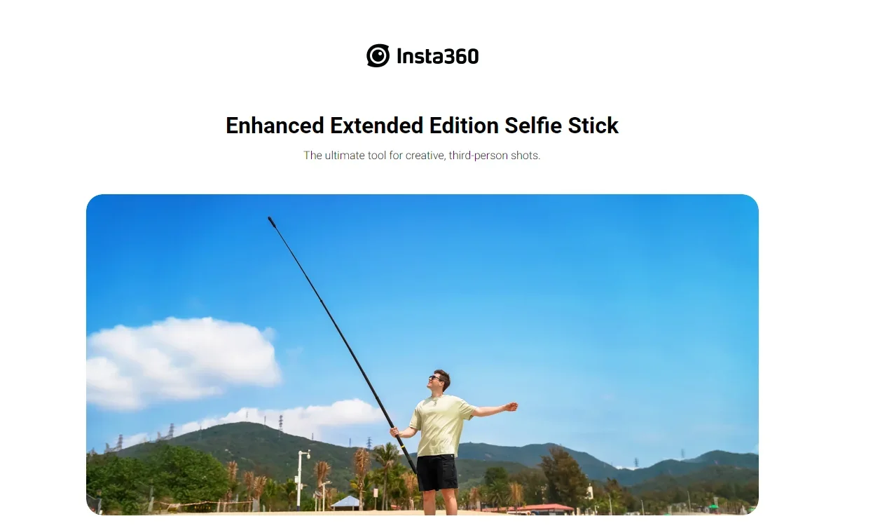 Палка для селфи Insta360 X3 Xtra Camera из углеродного волокна, черная палка для селфиEnhanced Extended Edition