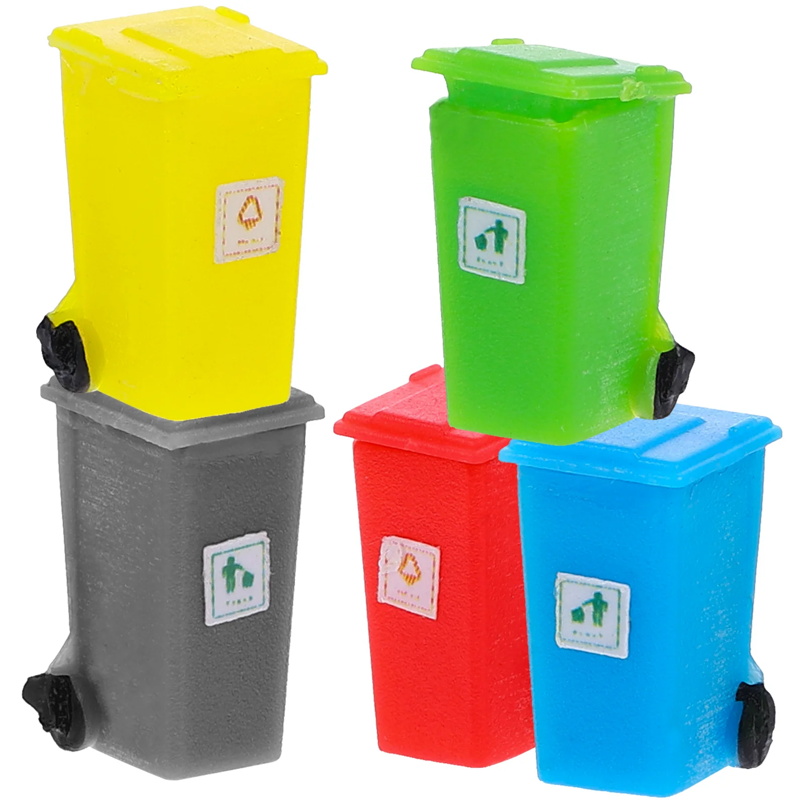 5 Pcs Mini Trash Can Toys Sand Table Decor House Ornament Model Garbage Waste Bin Abs Decorative Child