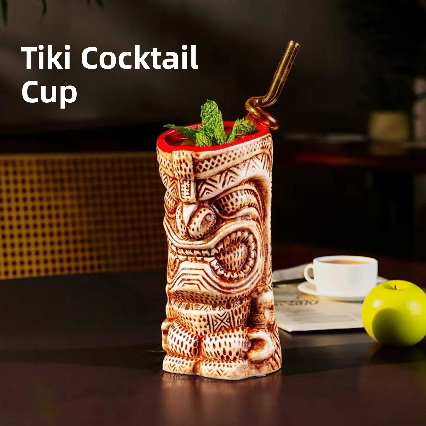 Tiki Cocktail Glass Ceramic Hawaii Bar Personalized Summer Cocktail Cup Creative Retro Style Zombie Drinkware Glass Cup