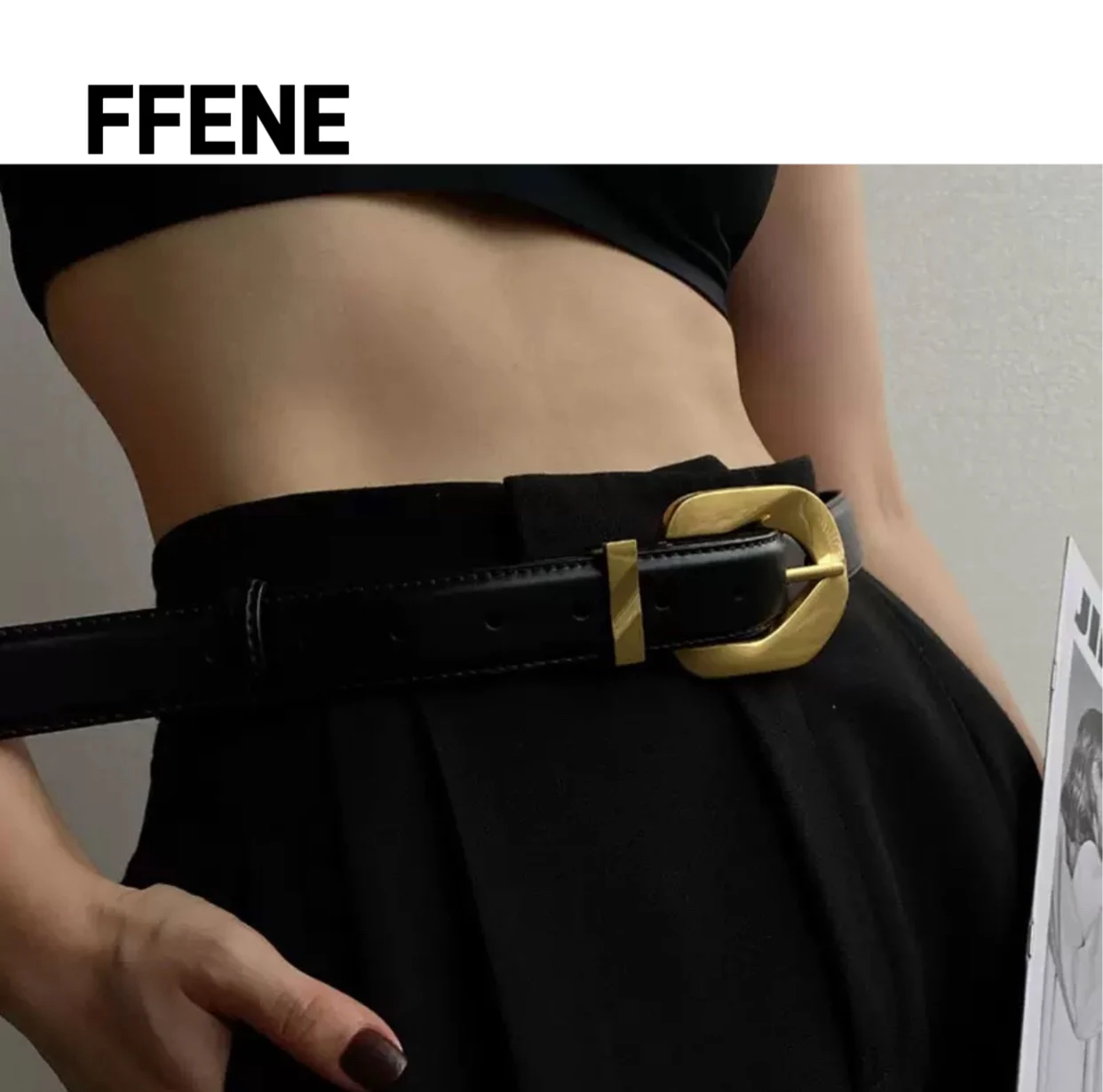 

Hot-selling model, leather accessories, retro fashion, high-end large golden buckle, versatile women's belt