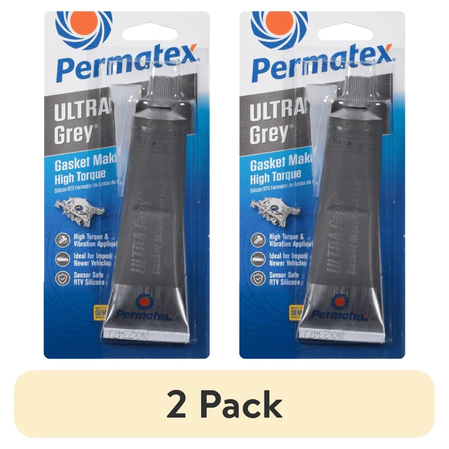 2 pack Ultra Grey Rigid HighTorque RTV Silicone Gasket Maker Sensor Safe And NonCorrosive For High Torque And Vibration Resista