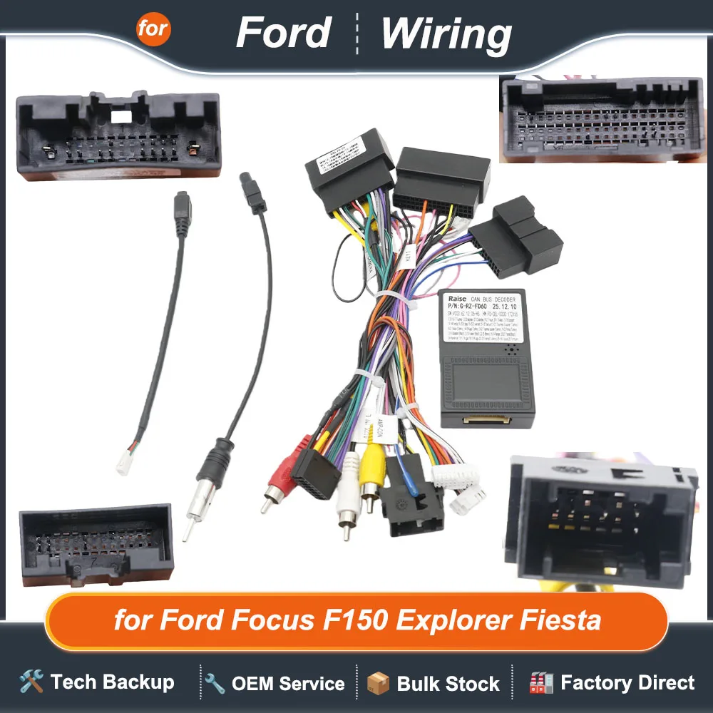 

Адаптер жгута проводов декодера шины CAN, 16-контактный разъем на 24-контактный соединительный кабель для Ford Focus F150 Explorer Fiesta с SYNC