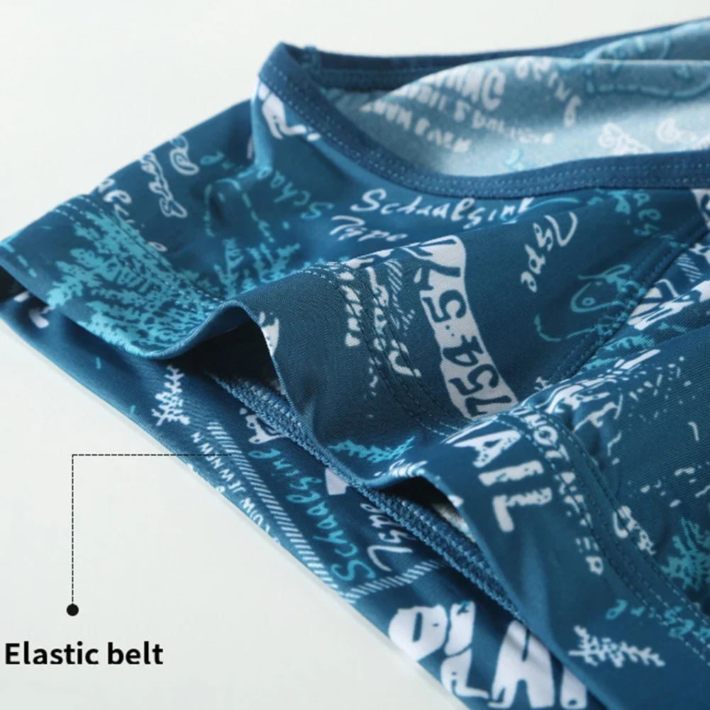 Men XL-XXXXL Plus Size Printed Sexy Middle Rise Underwear Briefs Elastic Ice Silk Cooling Panties For Man