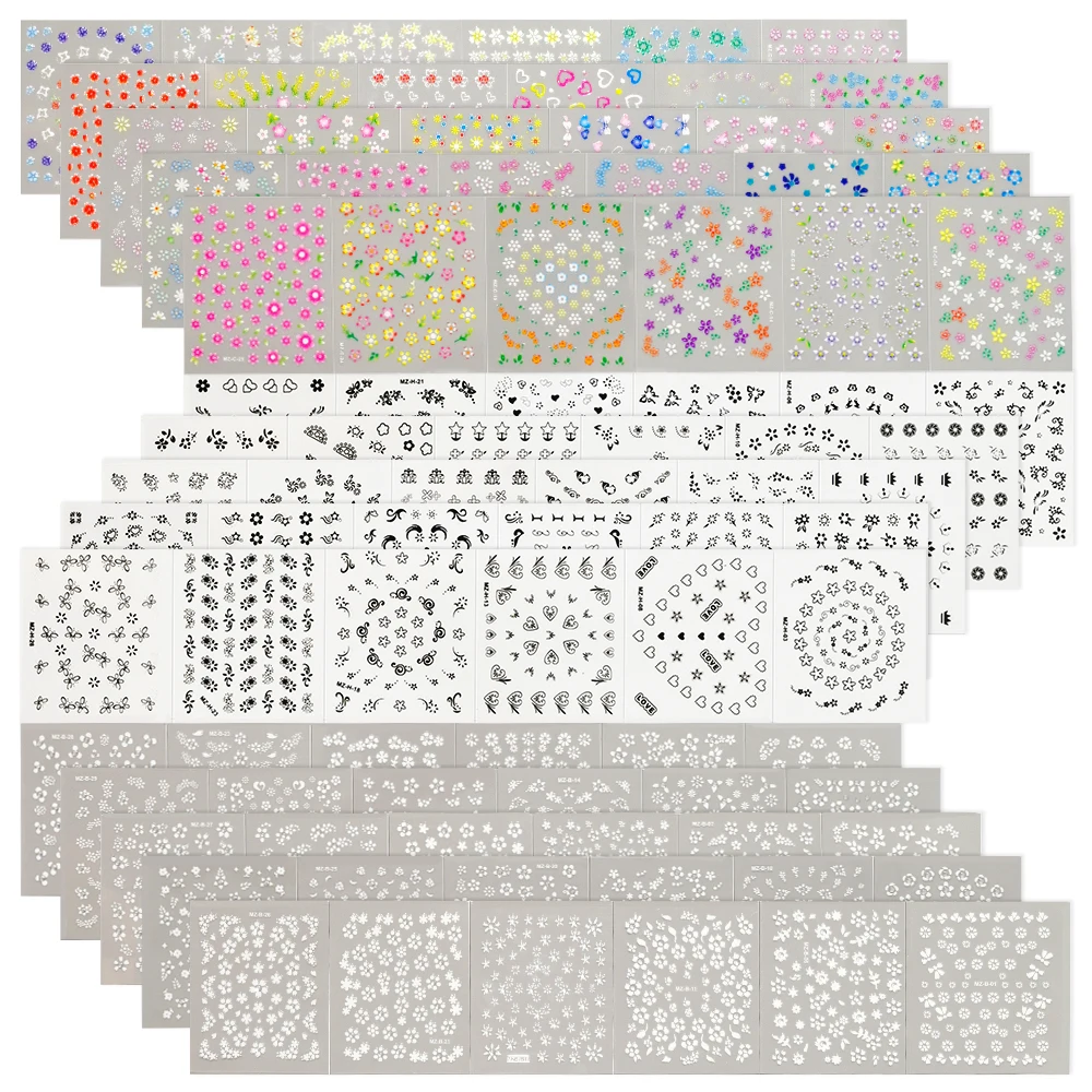 24/30/50pcs 3D Floral Designs Nail Stickers Set ColorfulDaisy Flower Abstract Butterfly Leaves Image Decal Slider Decoration