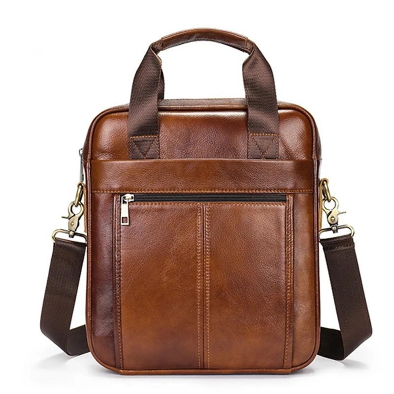 

Nesitu Vintage Black Brown Coffee Genuine Leather 13.3'' Laptop Women Men Briefcase Shoulder Messenger Bag Cowhide m8577