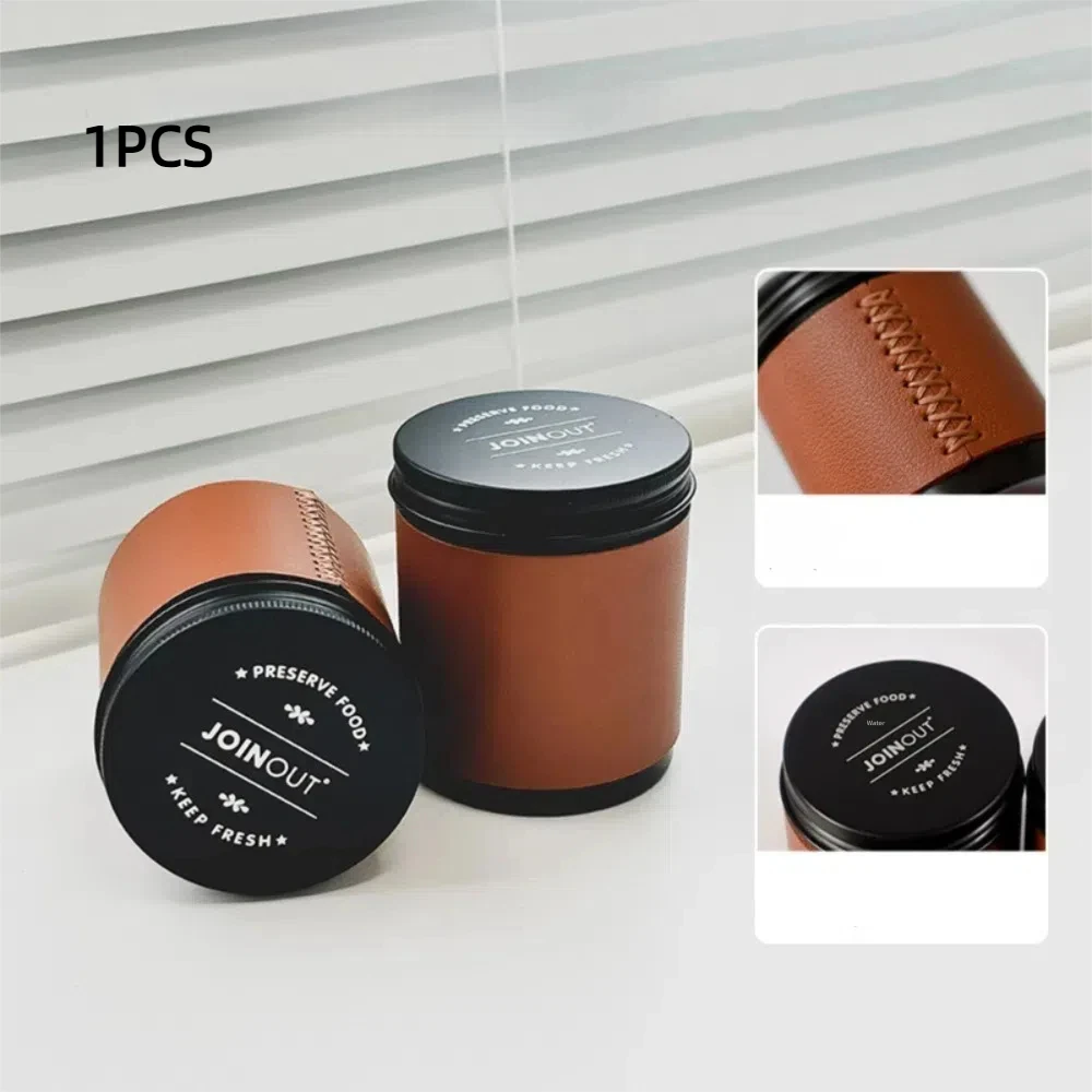 

Coffee Storage Tool Mini Coffee Bean Storage Jar Leather Case Moisture-proof Coffee Powder Sealed Jar Coffee Bean Airtight Cans