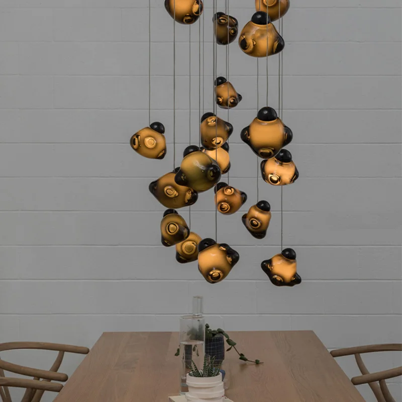

Elegant Dark Mirror Pendant Lamp - Dimmable Glass Chandelier for Staircase, Dining Room - 2025 Luxury Ceiling Lighting