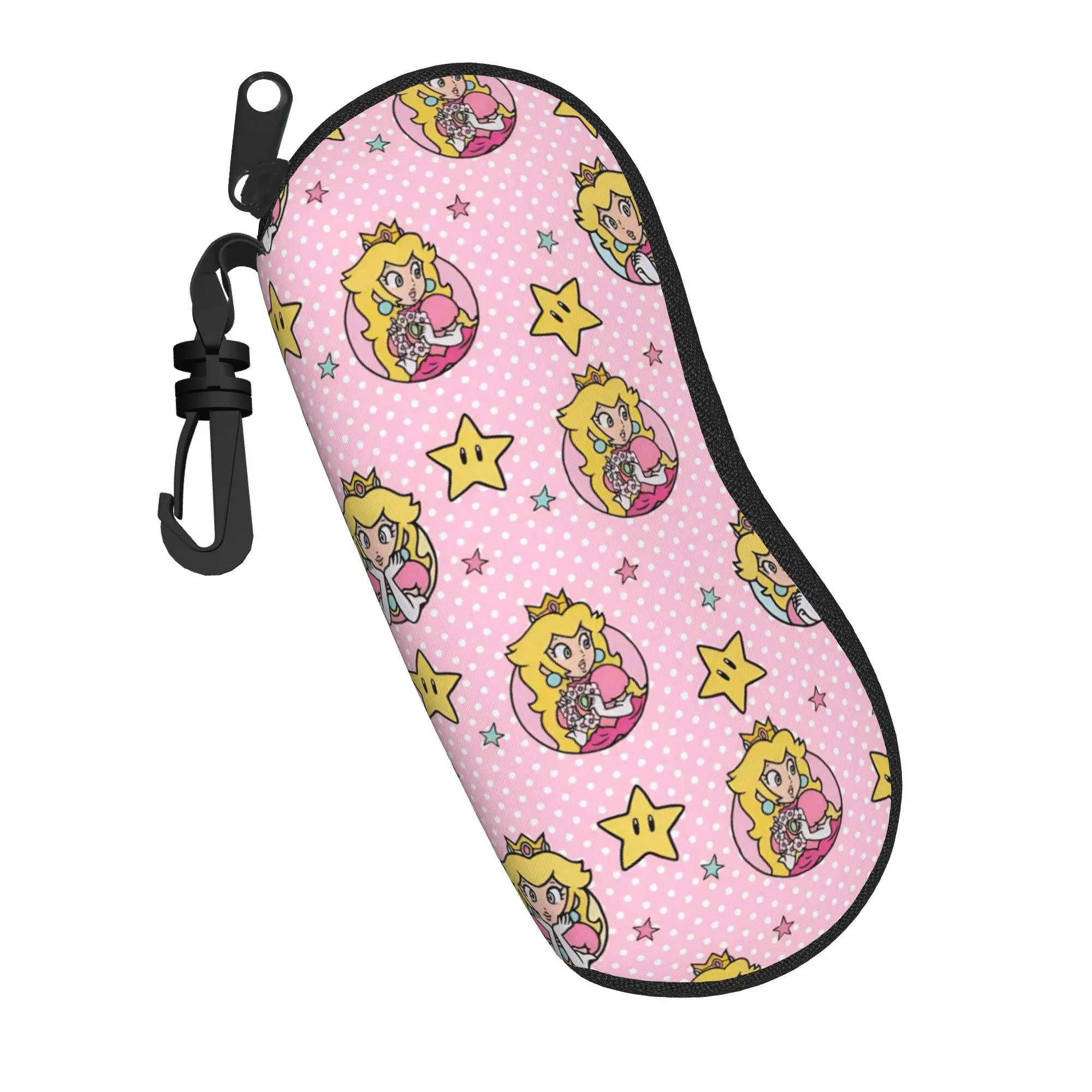 

Princess Peach Star Glasses Case Unisex Lightweight Zipper Super Marios Sunglasses Storage Box Eyeglasses Box