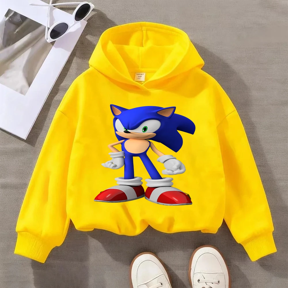 

Boys Girls Kids Sonic Hedgehog Print Hoodie Sweatshirt Casual Long Sleeve Pullover Fashion Cartoon Character Top Clothes 4-12 Y