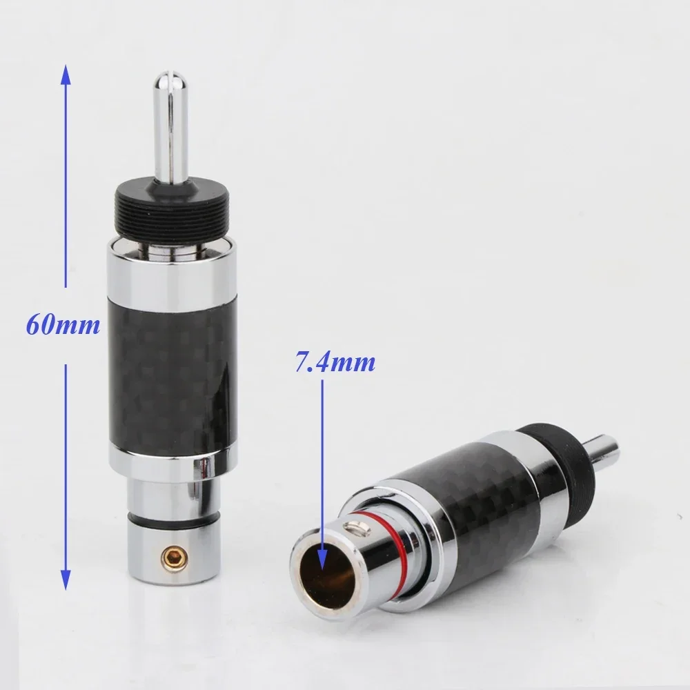Preffair 4 Stück Audio-Stecker, Bananenstecker mit rhodiniertem, schwarzem Kohlefaser-Stecker, Lautsprecherkabel, männlich, 9 mm, BA1463