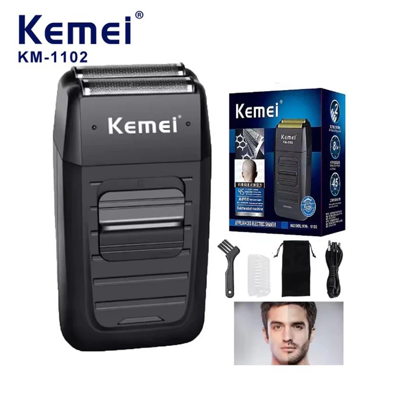 Kemei KM-1102 Hot Selling Electric Shaver Men Foil Reciprocating Razor Double Blade Head Dry Or Wet Shaving Hair/Beard Trimmer