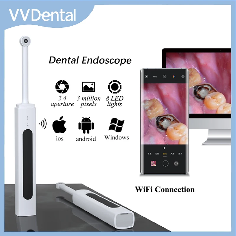 

VVDental Intraoral Camera Wireless WIFI Oral Scanner Endoscope Imaging System Teeth Inspection HD Video Photo 8 Led Light