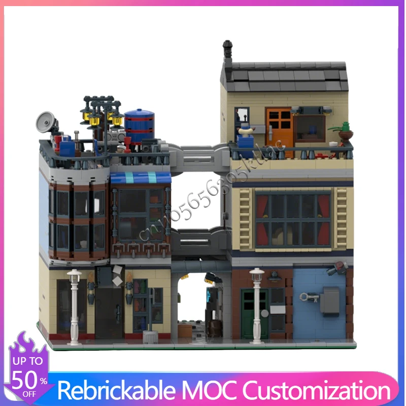 

Набор для сборки средневекового игрового магазина (3291 деталь) с улицей, модульный конструктор MOC, популярная детская игрушка для самостоятельной сборки, подарок на Рождество