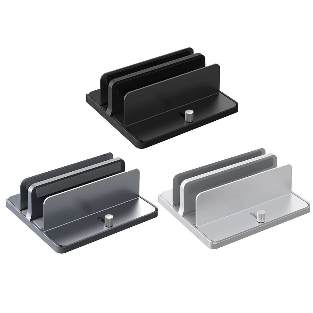 Vertical Laptops Stand With Adjustable Metal Dual Slot Multifunctional Storage Holder Desktop Bracket For Laptops & Tablets 6